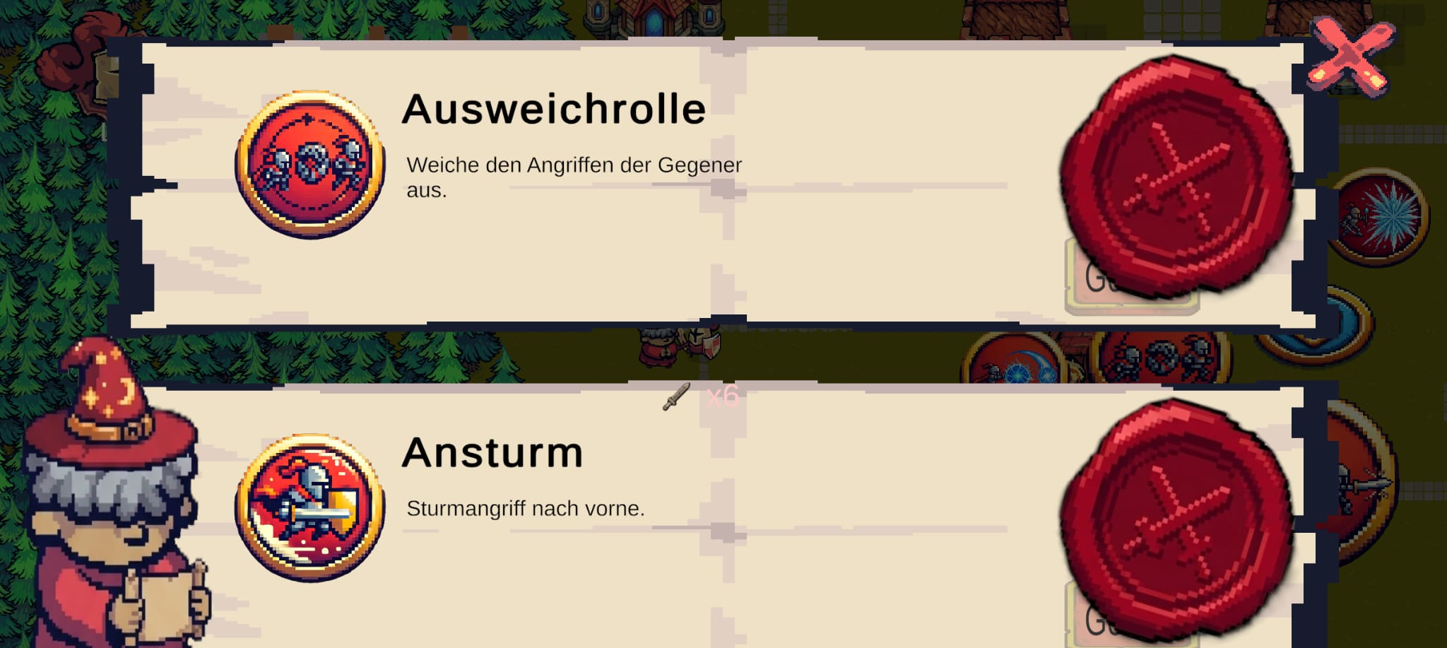 Talente Ausweichrolle und Ansturm mit Beschreibung
